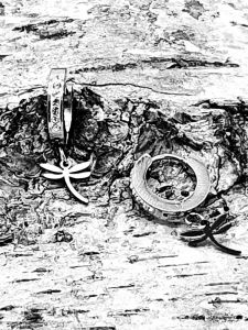 Ocelové náušnice - Zdobené kruhy s vážkou