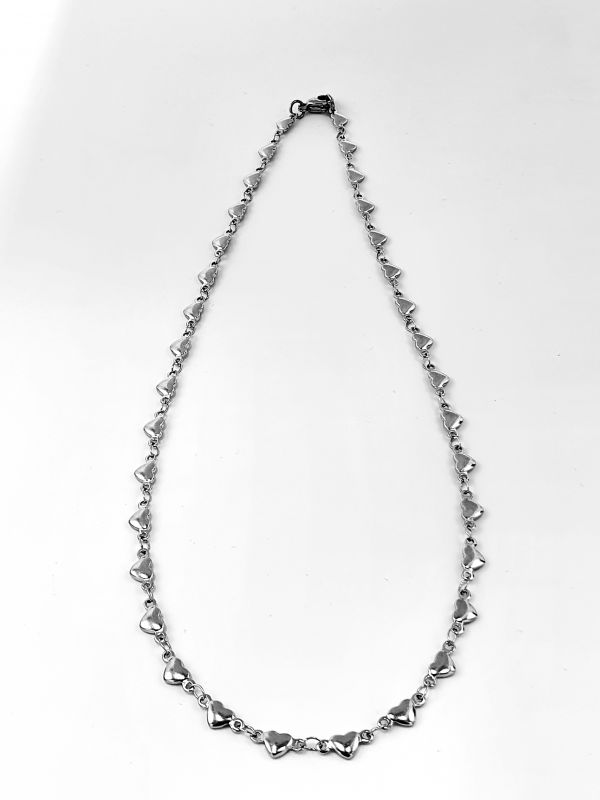 Ocelový řetízek č. 34 srdíčka lesklá (0,5 x 42-50 cm)