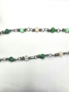 Ocelový drátovaný náhrdelník - zelený tón, ruční výroba