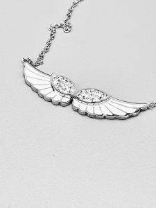 Ocelový náhrdelník - bílá andělská křídla