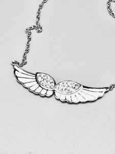 Ocelový náhrdelník - bílá andělská křídla