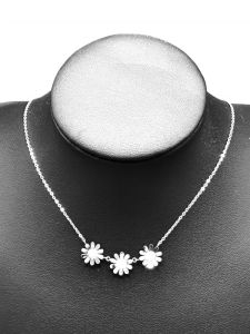 Ocelový náhrdelník - Květiny celokovové