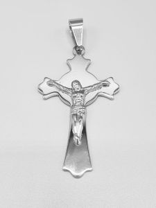 Ocelový přívěsek - Kříž č. 10 s Ježíšem velký