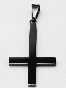 Ocelový přívěsek - Obrácený kříž sv. Petra černý