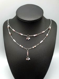 Ocelový náhrdelník - fialovobéžový tón, ruční výroba