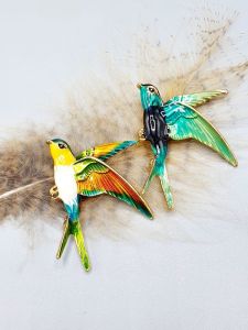 Ptáček barevný - brož | tyrkysový, duhový, smaragdový