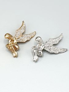 Anděl - brož | zlatá barva, stříbrná barva