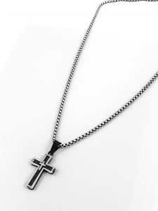 Ocelový přívěsek - Kříž s rámečkem malý