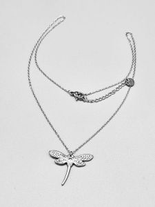 Ocelový náhrdelník - Zdobená vážka