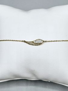 Ocelový náramek s andělským křídlem ve zlatém provedení