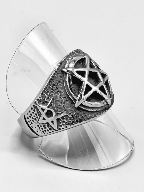 Ocelový prsten - Pentagram