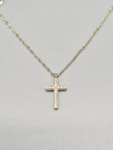 Ocelový náhrdelník - Zdobený kříž ve zlatém provedení