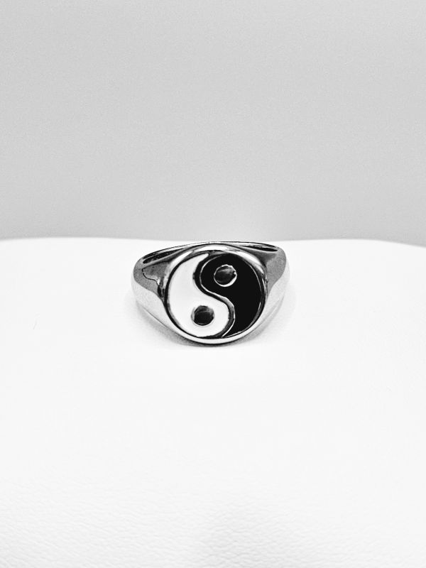 Ocelový prsten - Jin - Jang
