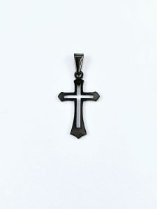 Ocelový přívěsek - Kříž obrys černý