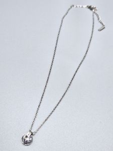 Ocelový náhrdelník - Kruh s kamínkem stříbrné barvě