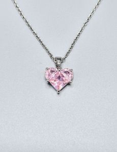 Ocelový náhrdelník - Růžové srdce