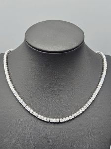Ocelový náhrdelník štrasový pruh s kamínky ve tvaru čtverce
