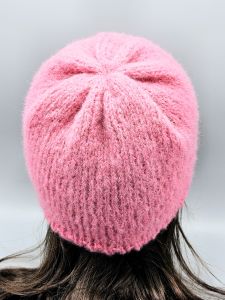 Ručně pletená čepice růžová větší dámská velikost