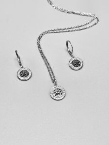 Ocelový náhrdelník - Strom života v kruhu zdobený malý č. 2
