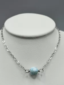 Náhrdelník drátovaný Larimar - kulička 7 mm