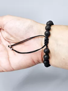 Shamballa náramek Láva 8 mm černé šňůrky