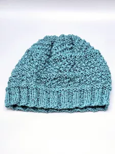 Ručně pletená merino čepice Aqua Mélange (50 - 57 cm)