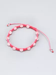 Shamballa náramek Křišťál matný 6 mm sytě růžová nit (18 - 28,3 cm)