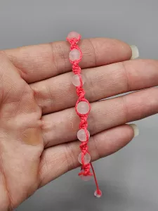 Shamballa točený náramek Křišťál matný 6 mm sytě růžová nit (17,5 - 26,5 cm)