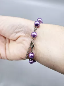 Desátek na ruku - fialové perle 8 mm