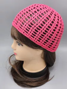 Ručně háčkovaná letní čepka růžová - pink (54 - 59 cm)