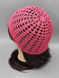 Ručně háčkovaná letní čepka růžová - pink (54 - 59 cm)