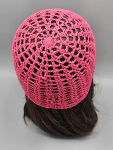 Ručně háčkovaná letní čepka růžová - pink (54 - 59 cm)
