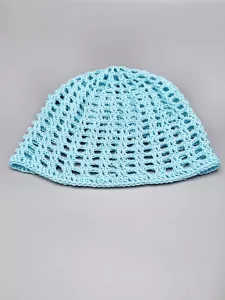 Ručně háčkovaná letní čepka světle tyrkysová (54 - 59 cm)