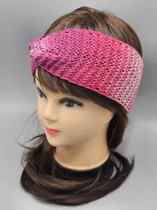 Ručně pletená merino čelenka duhová křížená (52 - 56 cm)