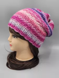 Ručně pletená merino čepice houmleska duhová (54 - 61 cm)