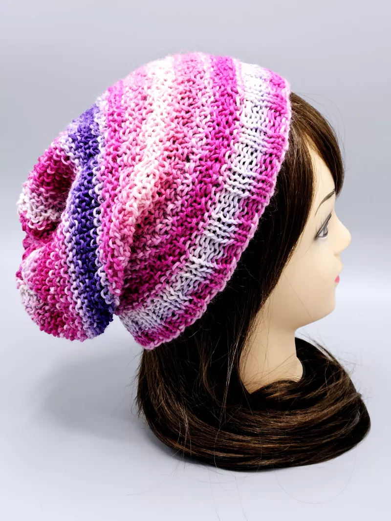 Ručně pletená merino čepice houmleska duhová (54 - 61 cm)