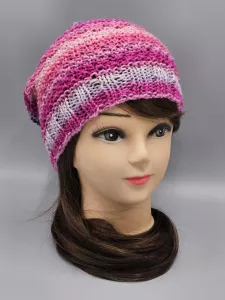 Ručně pletená merino čepice houmleska duhová (54 - 61 cm)