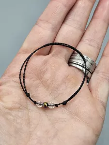 Provázkový náramek Pokovený Hematit kulička s Křišťálem 15,5 - 27 cm