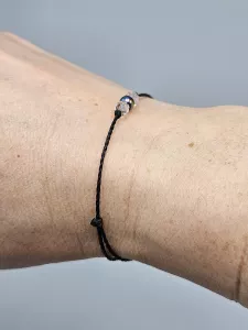 Provázkový náramek Pokovený Hematit kulička s Křišťálem 15,5 - 27 cm