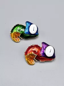 Barevný chameleon - brož | červeno fialový, modro zelený