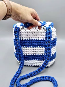 Dámský batoh - crossbody kabelka modro bílá