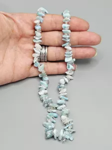Náhrdelník Larimar AA sekaný s Křišťálem 43,5 cm