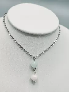 Náhrdelník Morganit - dvě kuličky 2 x 6 mm