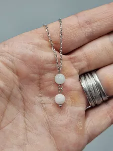 Náhrdelník Morganit - dvě kuličky 2 x 6 mm