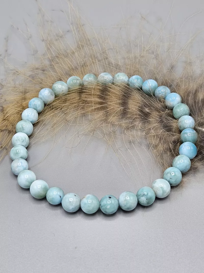 Náramek Larimar kuličky 6 mm