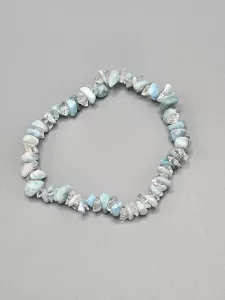 Náramek Larimar sekaný AA kvalita rovnoměrné kamínky - čisté s Křišťálem 17 cm