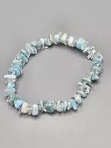 Náramek Larimar sekaný AA kvalita rovnoměrné kamínky - čisté s Křišťálem 16 cm