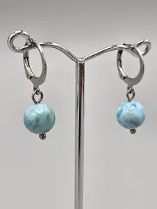 Náušnice - Larimar 8 mm