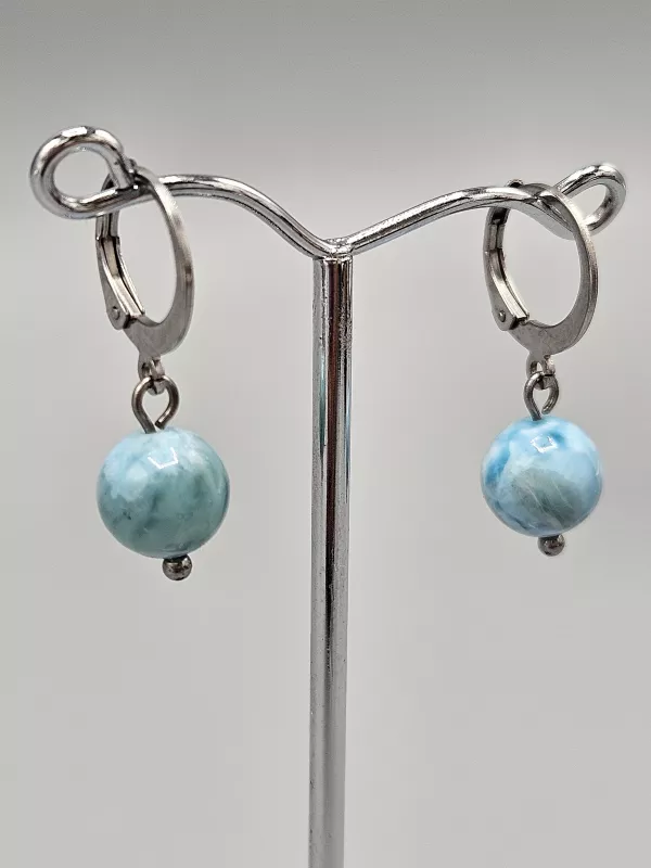 Náušnice - Larimar 8 mm