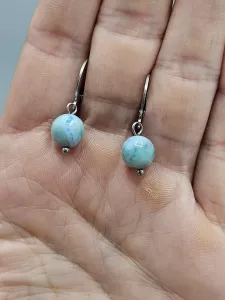 Náušnice - Larimar 8 mm